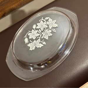 Princess House Fantasia Poinsettia Decal Glass Lid Only for 3 Qt Casserole